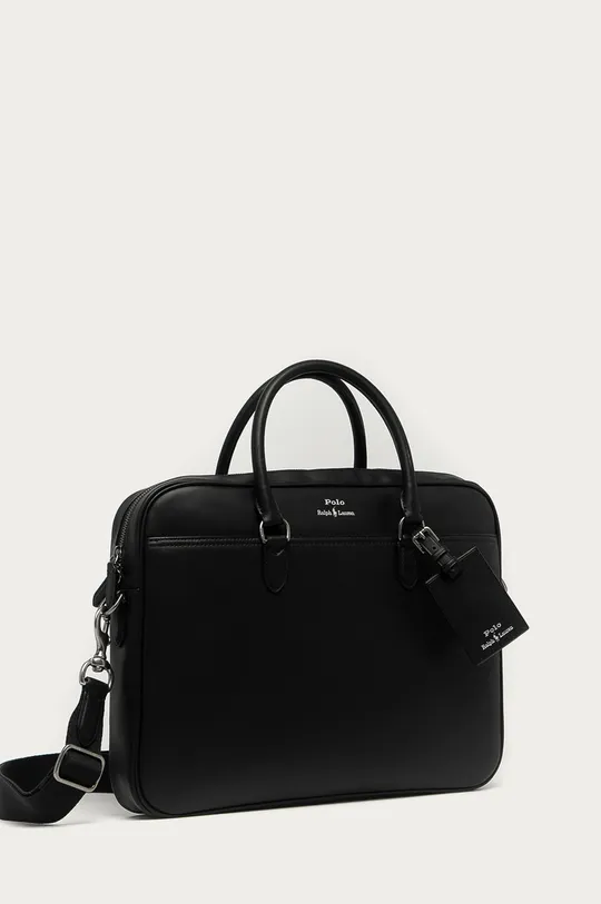 čierna Kožená taška Polo Ralph Lauren