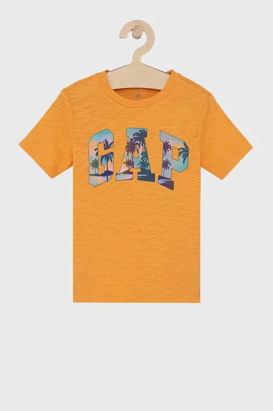 pomarańczowy GAP T-shirt bawełniany dziecięcy Chłopięcy