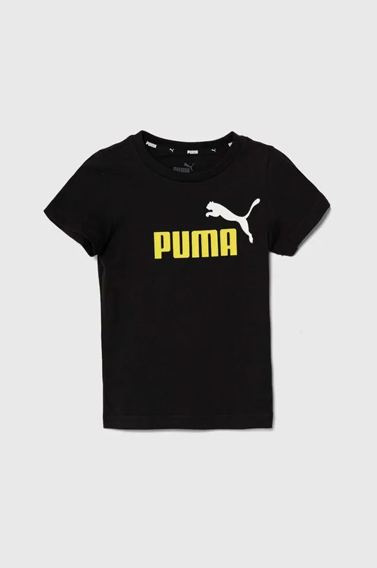 czarny Puma t-shirt bawełniany dziecięcy Chłopięcy