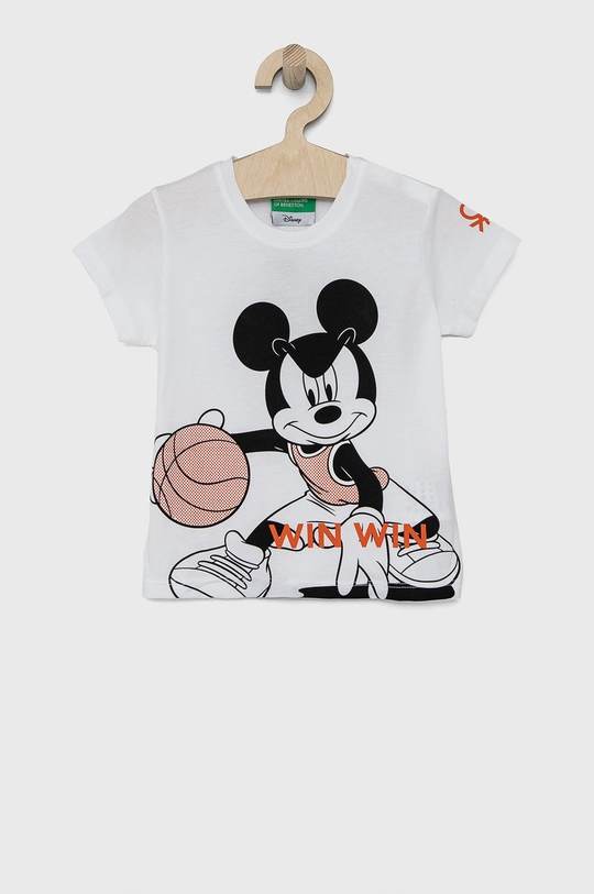 biela Detské bavlnené tričko United Colors of Benetton x Disney Chlapčenský