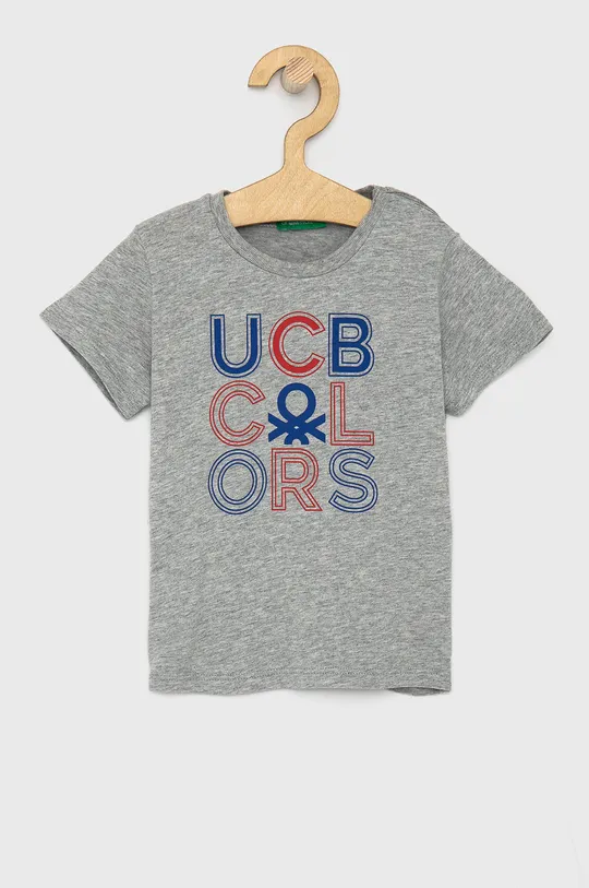 сірий Дитяча бавовняна футболка United Colors of Benetton Для хлопчиків