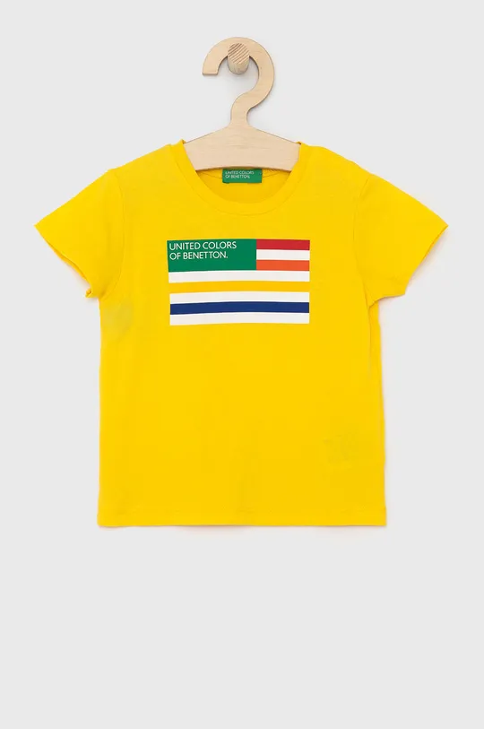 жовтий Дитяча бавовняна футболка United Colors of Benetton Для хлопчиків