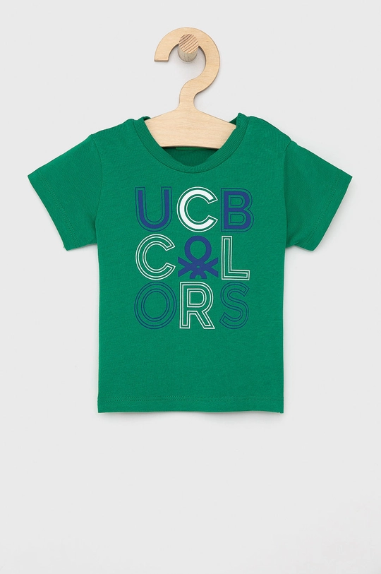 zielony United Colors of Benetton T-shirt bawełniany dziecięcy Chłopięcy