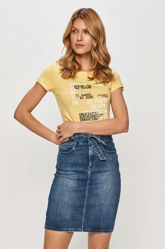 żółty Jacqueline de Yong - T-shirt Damski