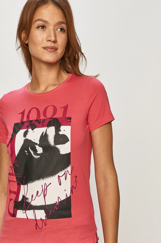 różowy Guess - T-shirt