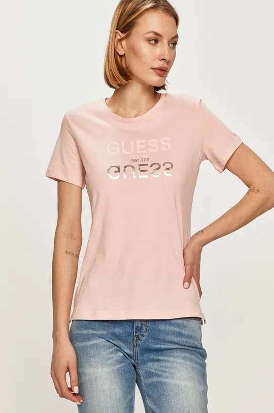 różowy Guess - T-shirt