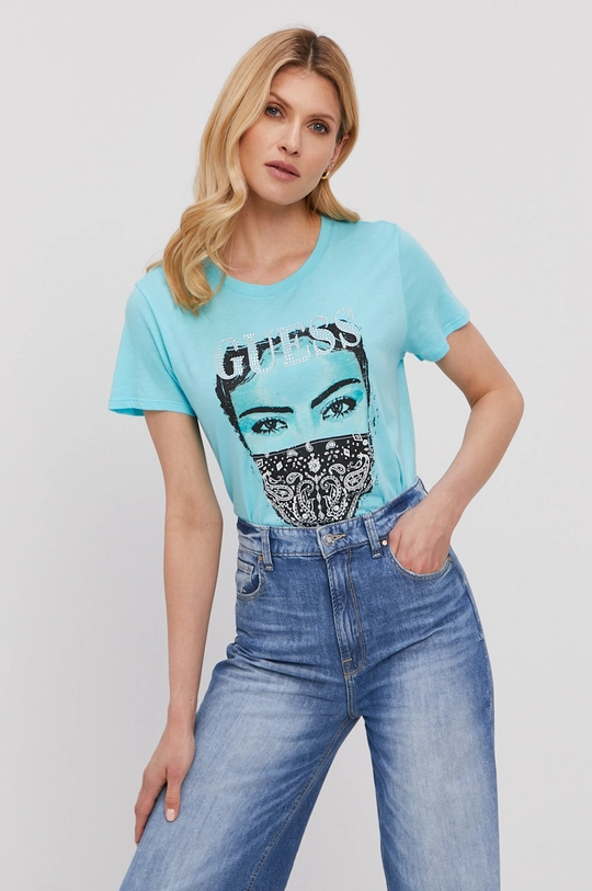 niebieski Guess T-shirt Damski