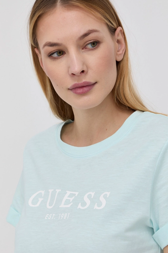 niebieski Guess T-shirt bawełniany