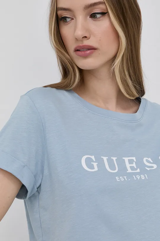 jasny niebieski Guess T-shirt bawełniany