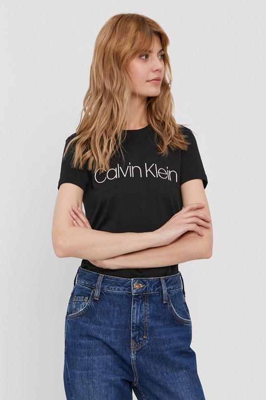 czarny Calvin Klein T-shirt Damski