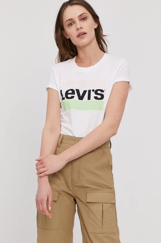 biały Levi's T-shirt Damski