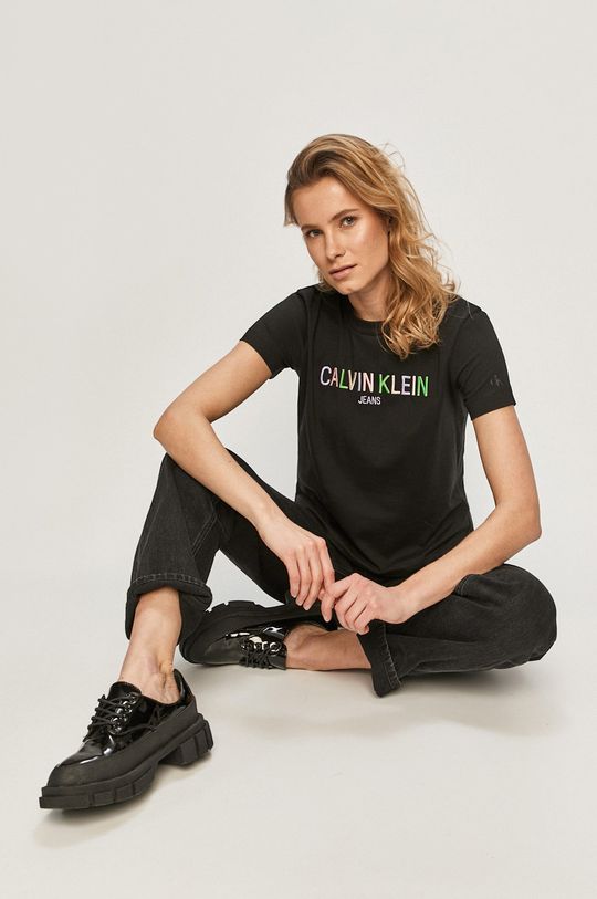 czarny Calvin Klein Jeans - T-shirt Damski