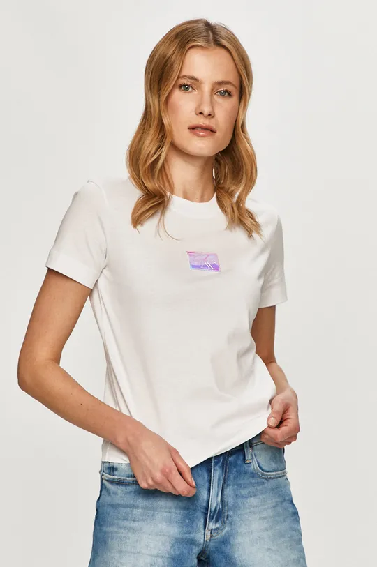 biały Calvin Klein Jeans T-shirt J20J216184.4891 Damski