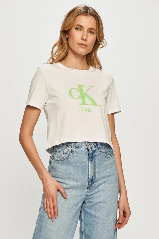 biały Calvin Klein Jeans - T-shirt J20J215312.4891 Damski