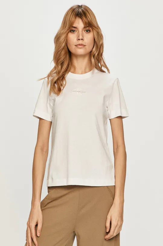 biały Calvin Klein Jeans - T-shirt J20J215497.4891 Damski