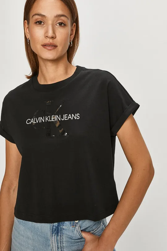 czarny Calvin Klein Jeans T-shirt J20J216347.4891