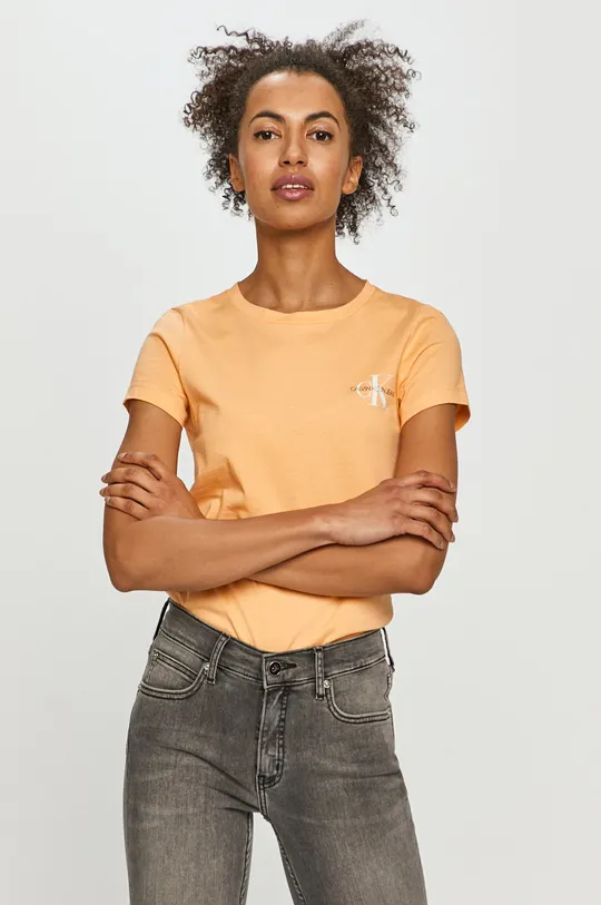 Tričko Calvin Klein Jeans oranžová