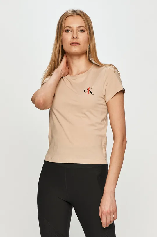 бежевий Calvin Klein Underwear - Піжамна футболка Жіночий
