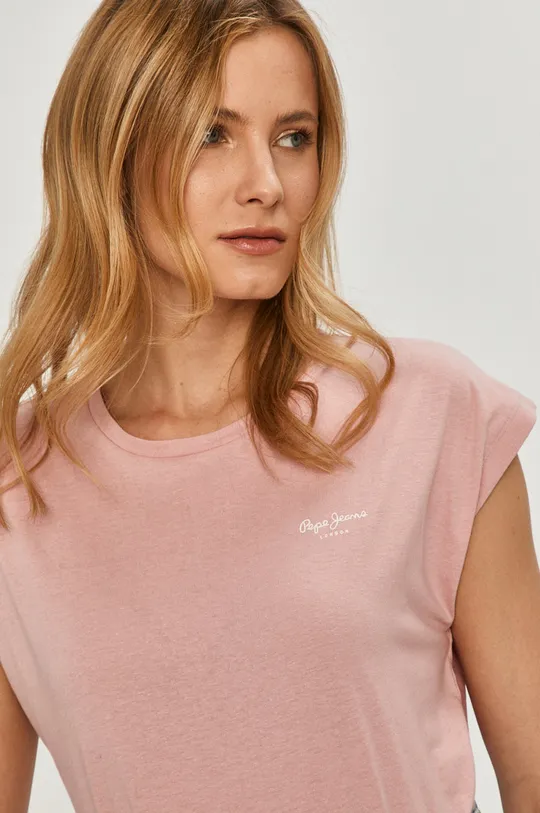 różowy Pepe Jeans T-shirt Damski