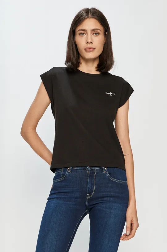 czarny Pepe Jeans - T-shirt Bloom Damski