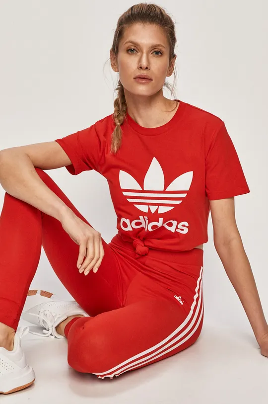 czerwony adidas Originals - T-shirt GN2902 Damski