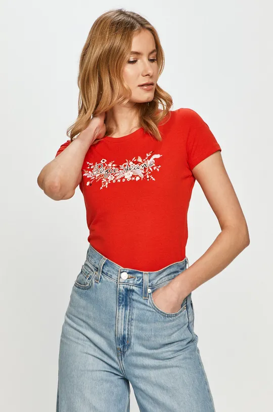 czerwony Pepe Jeans - T-shirt Begona Damski