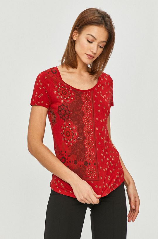 czerwony Desigual - T-shirt Damski