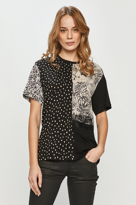 czarny Desigual - T-shirt 21SWTK07 Damski