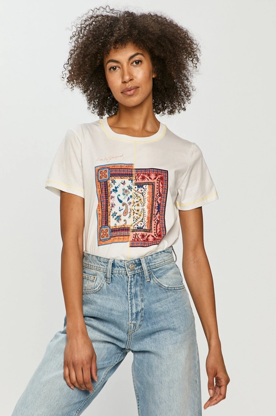 biały Desigual T-shirt 21SWTKBM Damski