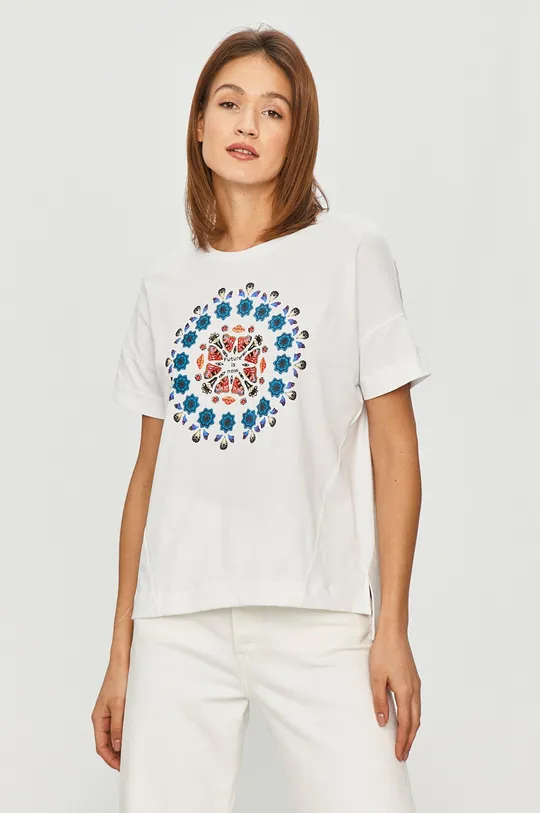 biały Desigual - T-shirt 21SOTK26 Damski