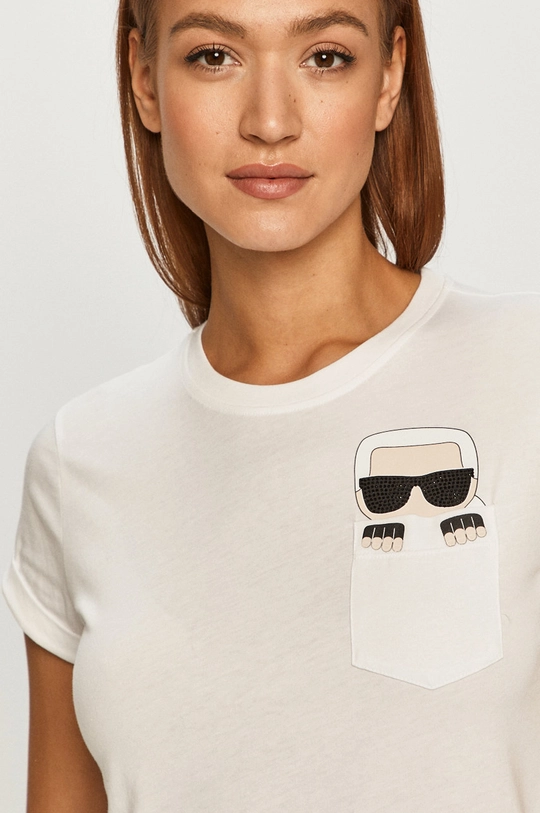 biały Karl Lagerfeld - T-shirt 210W1720 Damski