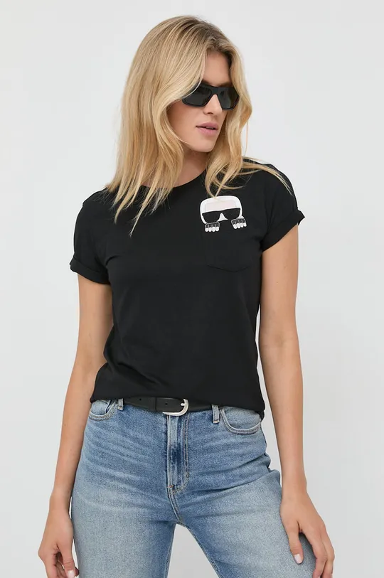 czarny Karl Lagerfeld - T-shirt 210W1720 Damski