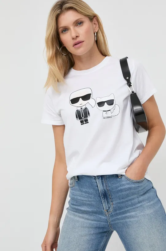 biały Karl Lagerfeld - T-shirt 210W1724 Damski