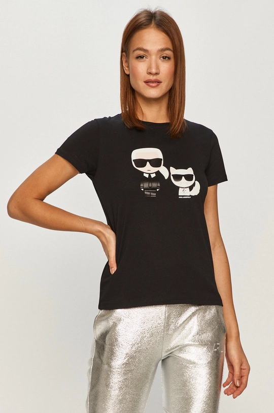 czarny Karl Lagerfeld - T-shirt 210W1724