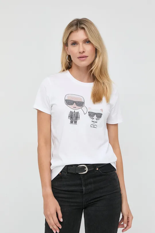 biały Karl Lagerfeld - T-shirt 210W1725 Damski