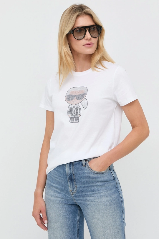 biały Karl Lagerfeld - T-shirt 210W1726 Damski