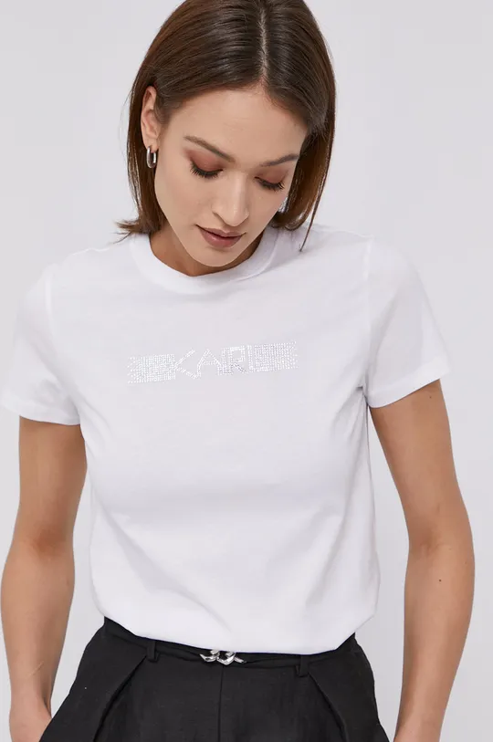 biały Karl Lagerfeld T-shirt 211W1706