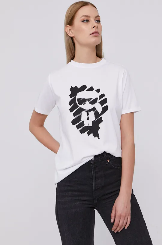 biały Karl Lagerfeld T-shirt 211W1717