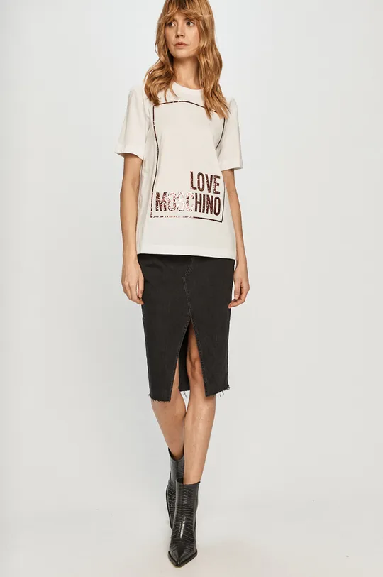 biały Love Moschino - T-shirt Damski