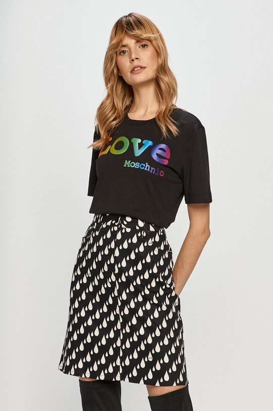 czarny Love Moschino - T-shirt Damski