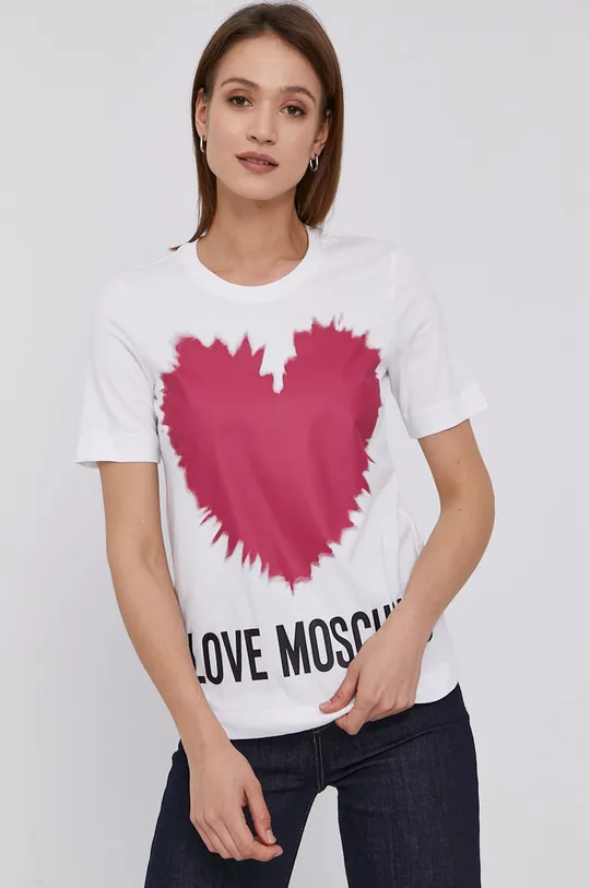 biały Love Moschino T-shirt Damski