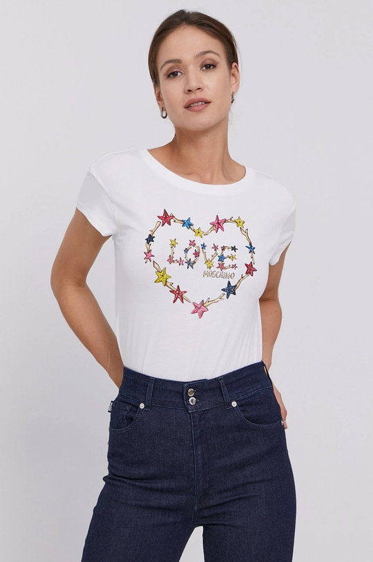 biały Love Moschino T-shirt Damski