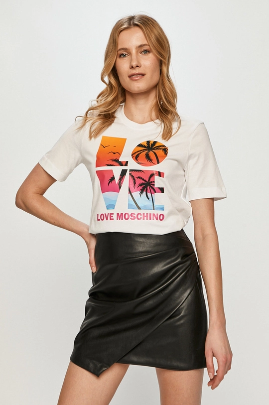 biały Love Moschino T-shirt Damski