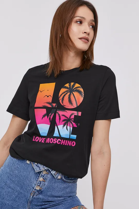 czarny Love Moschino T-shirt Damski