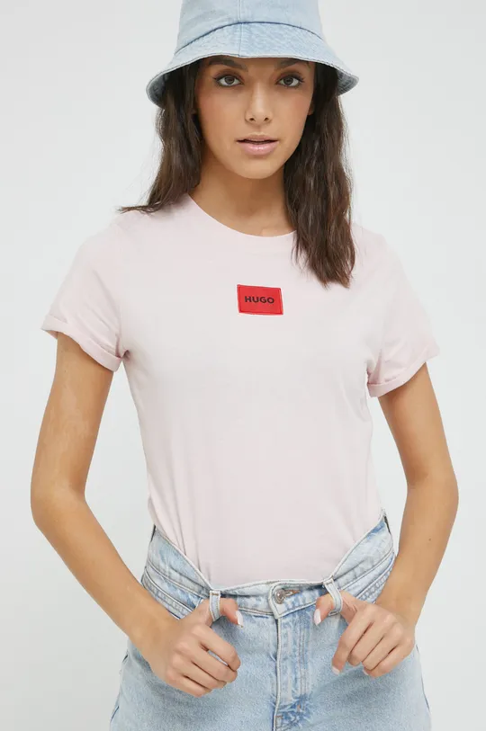 różowy Hugo T-shirt bawełniany 50456008 Damski