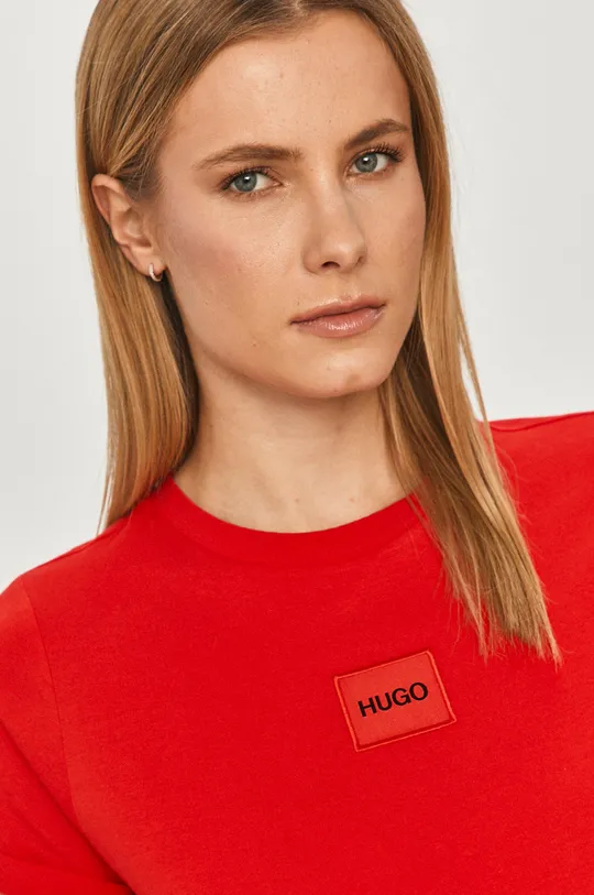 κόκκινο Βαμβακερό μπλουζάκι Hugo