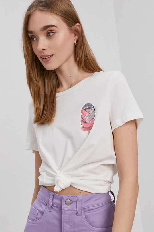 biały Vero Moda T-shirt Damski