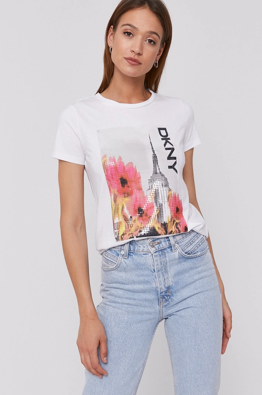 biały Dkny T-shirt P1BUVDNA Damski