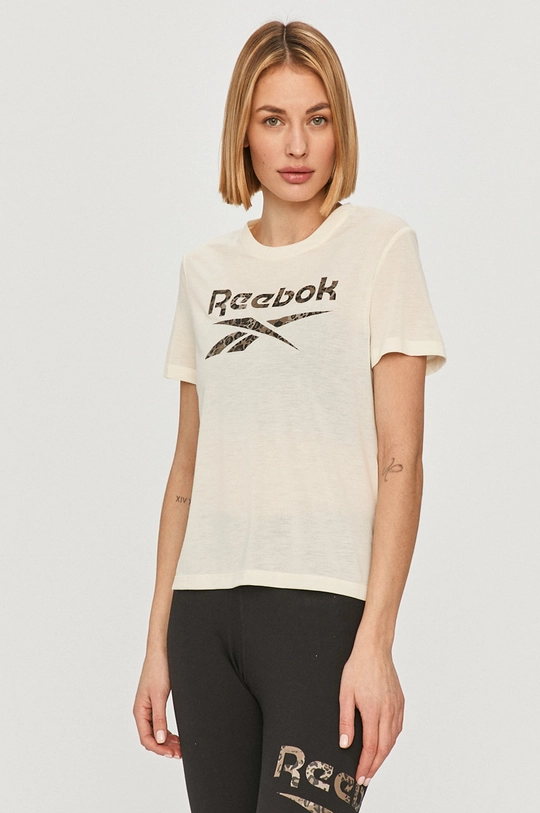 beżowy Reebok - T-shirt H23854 Damski