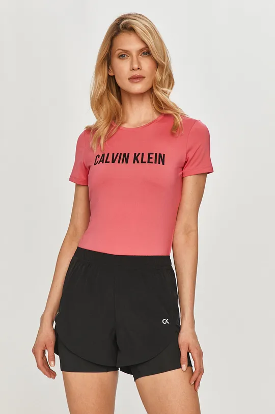 różowy Calvin Klein Performance - T-shirt Damski